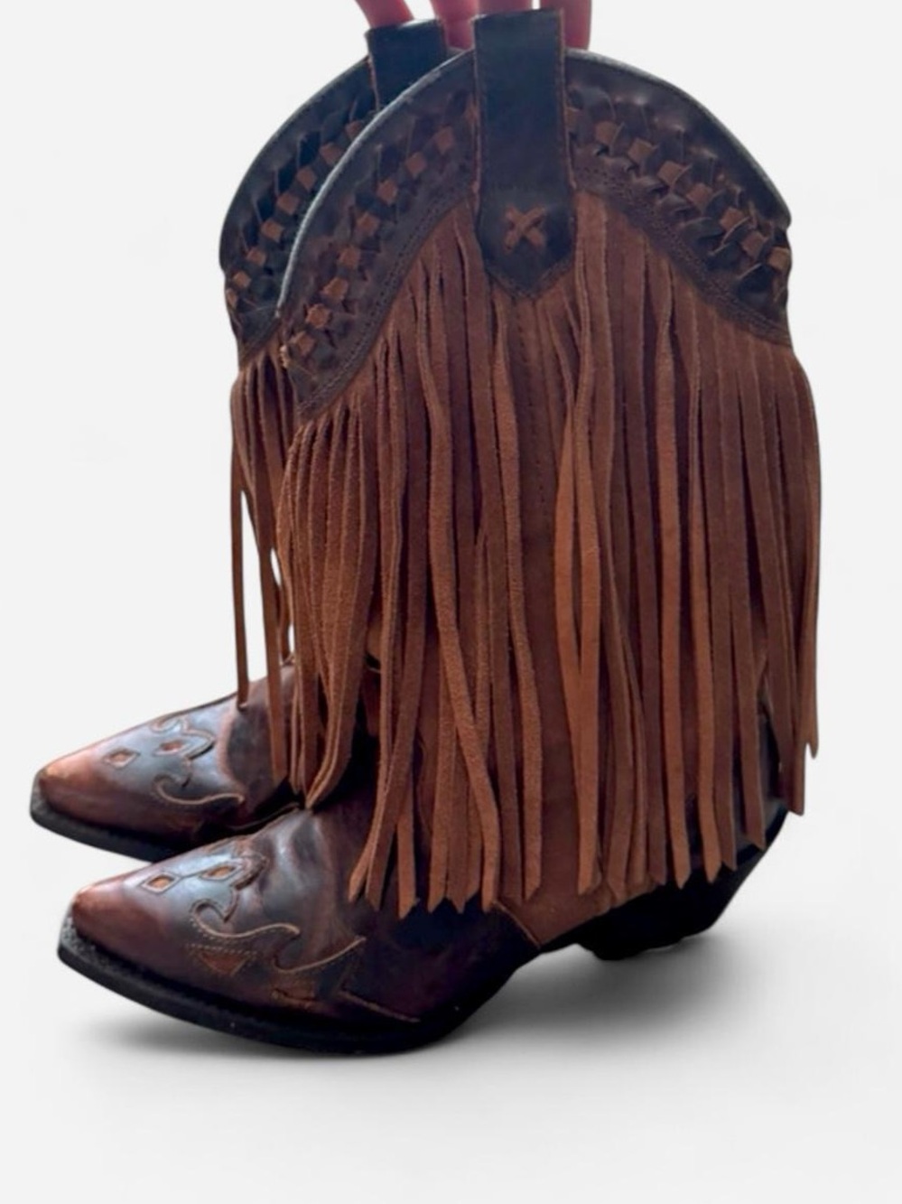 Dingo Heart Throb Western Leather Cowboy Boots long fringe 6 Rodeo Queen Cowgirl